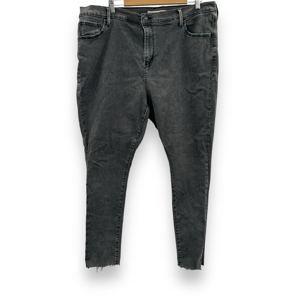 Levi's 720 High Rise Super‎ Skinny Charcoal Gray Wash Raw Hem Ankle Jeans Sz 22W